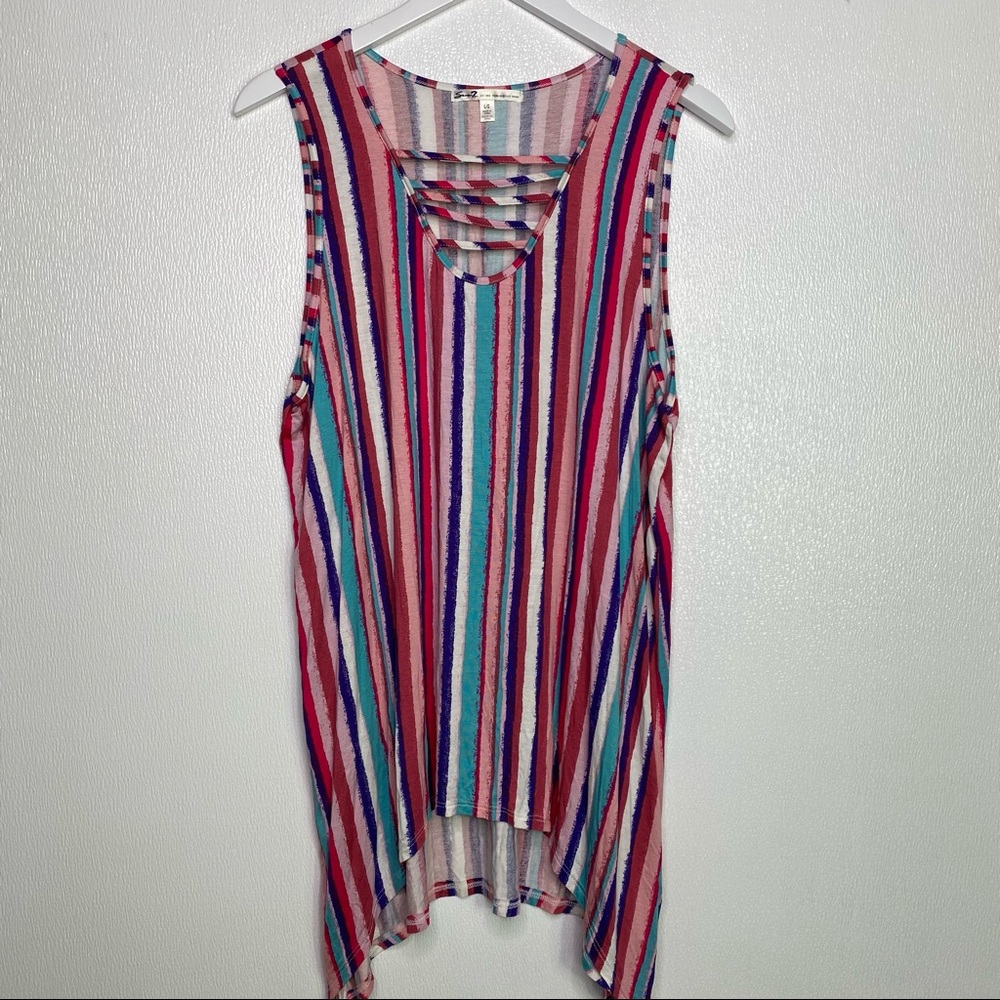 SEVEN7 Pink Striped Flowy Tunic Size Large - Picture 2 of 11